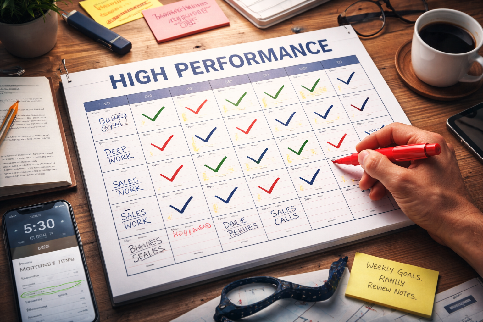 Execution What you do daily. Habits, discipline, consistency.